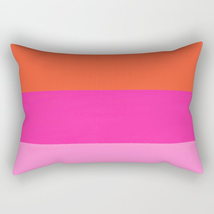 Sunset, Pink and Orange, Painterly, Freehand, Stripes Rectangular Pillow Gallery Image 2