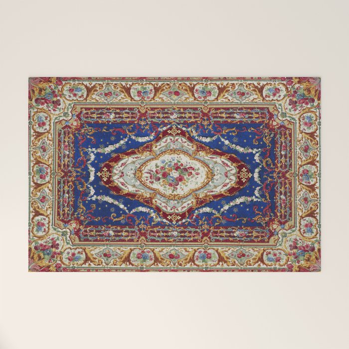 Wonderfully Detailed Persian Rug Oriental Victorian Style Carpet Design Welcome Mat Gallery Image 1