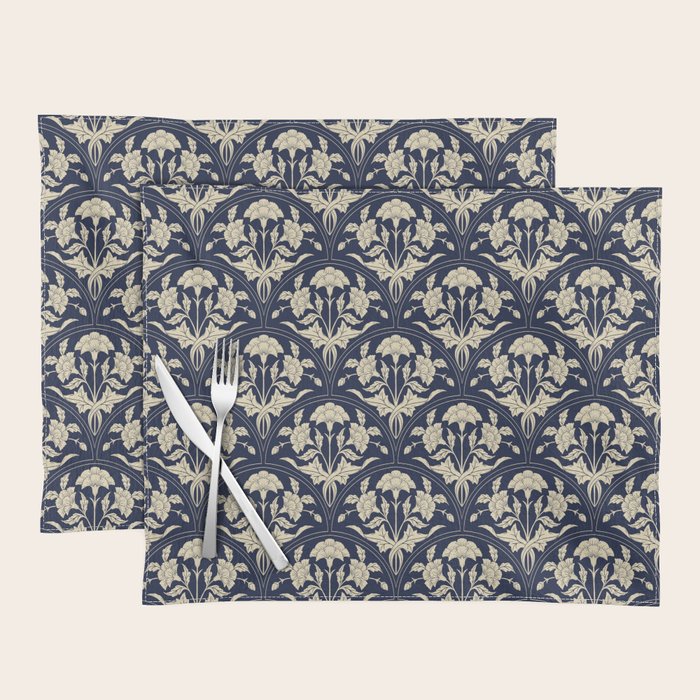 Victorian Botanicals Cornflower In Navy Blue Placemat Gallery Image 1