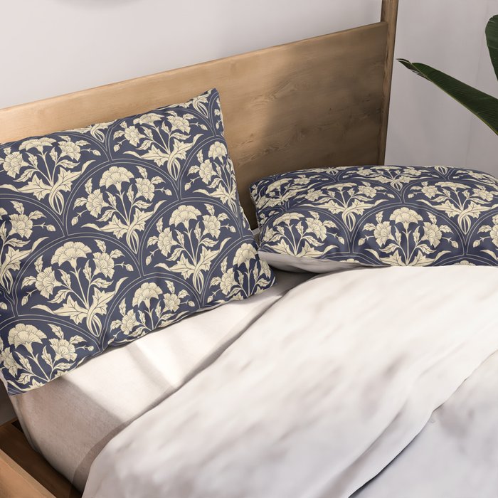 Victorian Botanicals Cornflower In Navy Blue Pillow Sham Gallery Image 2