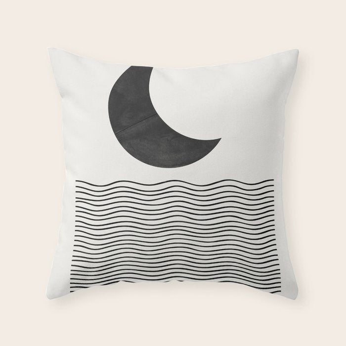 Modern Night, Moon by the Waves Throw Pillow Gallery Image 6