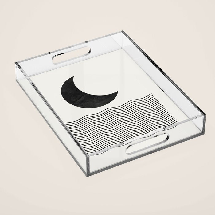 Modern Night, Moon by the Waves Acrylic Tray Gallery Image 1