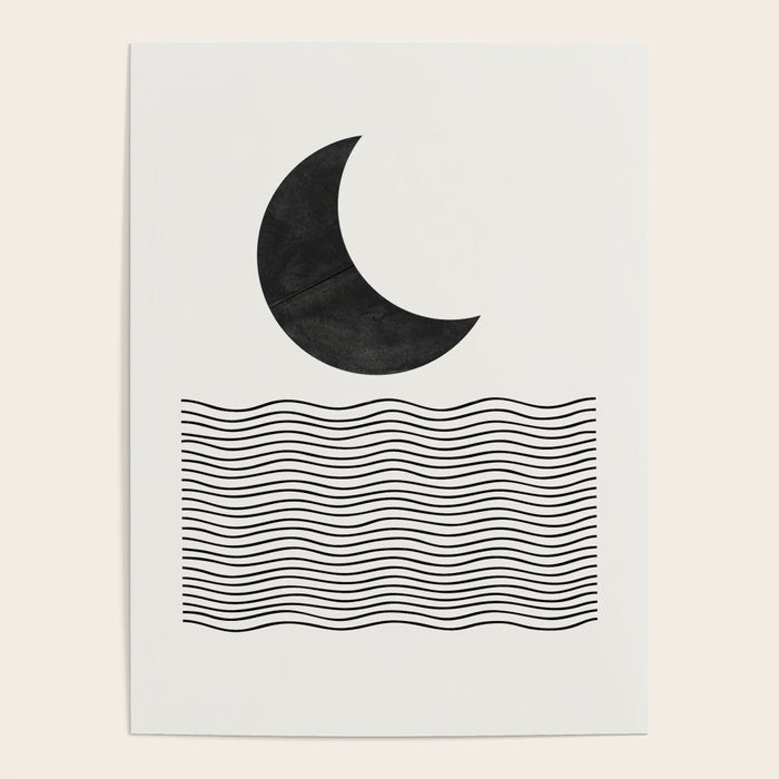 Modern Night, Moon by the Waves Poster Gallery Image 4