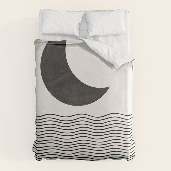 Modern Night, Moon by the Waves Duvet Cover Gallery Image 6