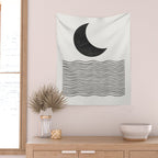 Modern Night, Moon by the Waves Wall Tapestry Gallery Image 2