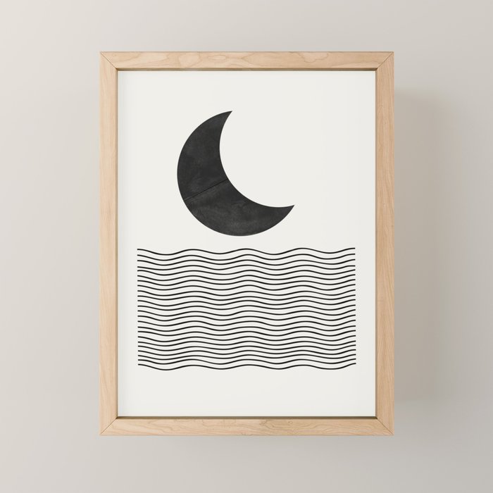 Modern Night, Moon by the Waves Mini Art Print Gallery Image 1