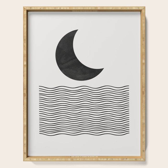 Modern Night, Moon by the Waves Serving Tray Gallery Image 1