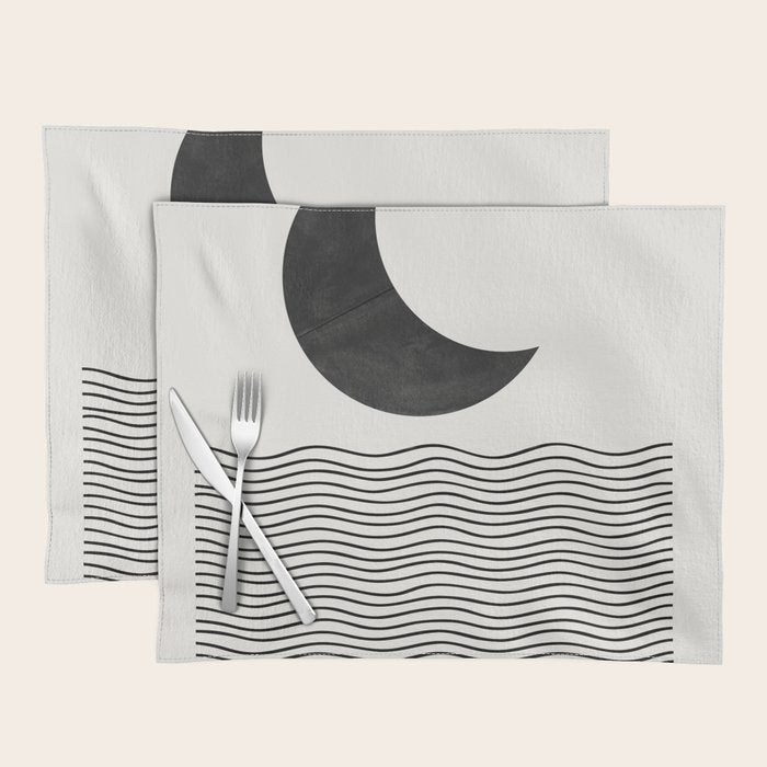 Modern Night, Moon by the Waves Placemat Gallery Image 1