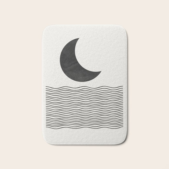 Modern Night, Moon by the Waves Bath Mat Gallery Image 1
