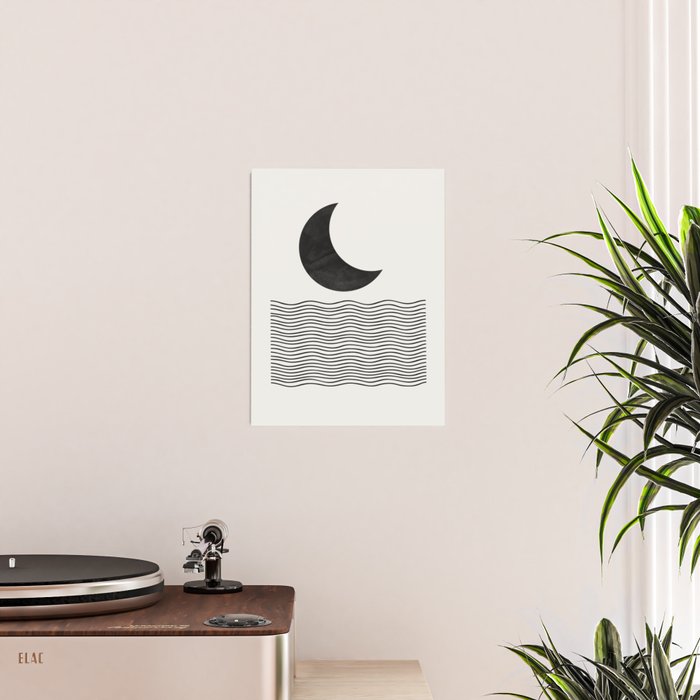Modern Night, Moon by the Waves Poster Gallery Image 2