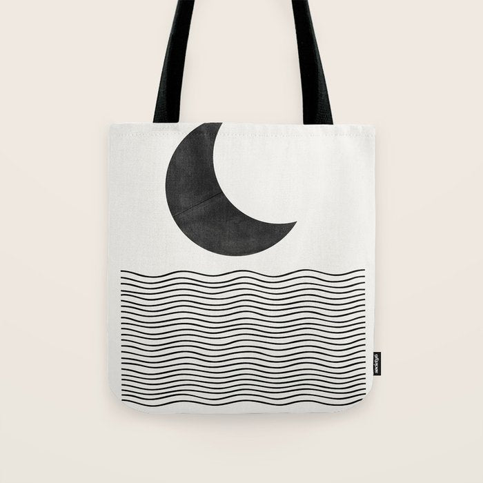 Modern Night, Moon by the Waves Tote Bag Gallery Image 1