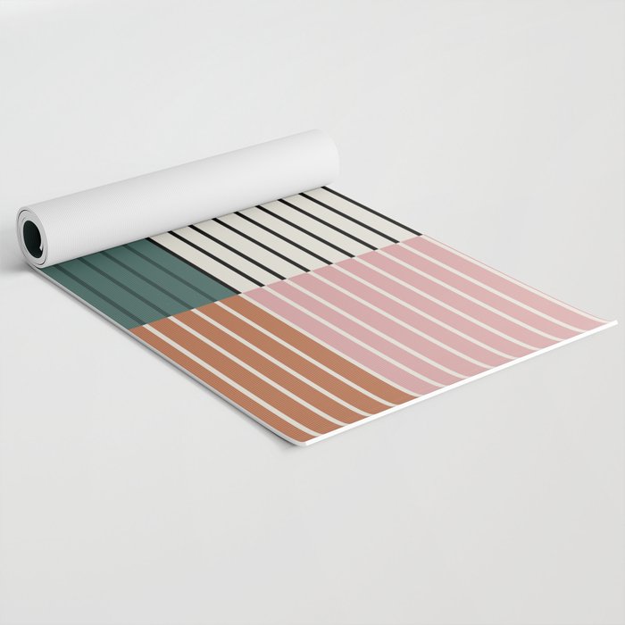 Color Block Line Abstract V Colorful Retro Yoga Mat Gallery Image 2