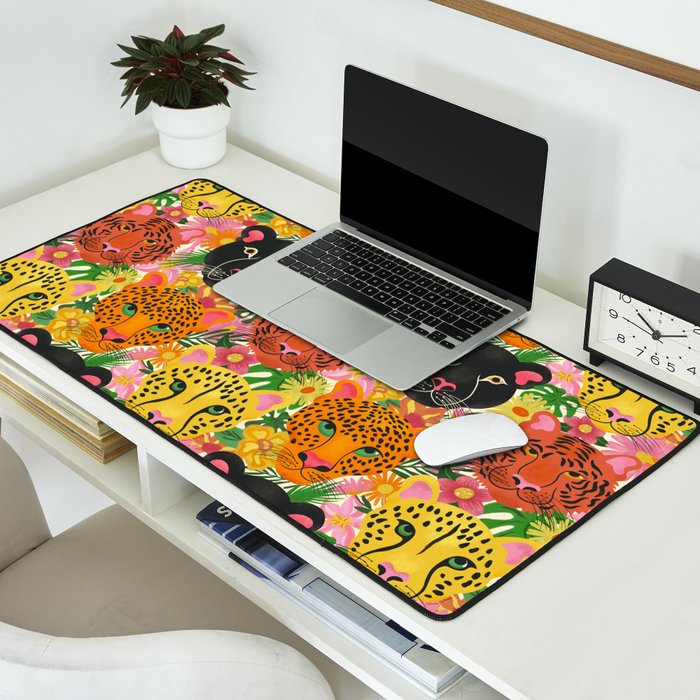 Maximalist Jungle Tiger Cheetah Leopard and Jaguar Desk Mat Gallery Image 2
