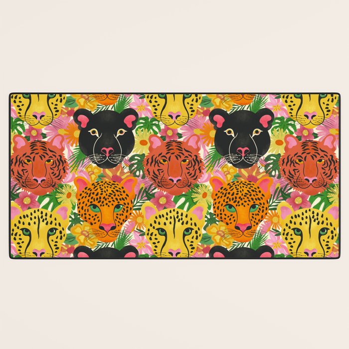 Maximalist Jungle Tiger Cheetah Leopard and Jaguar Desk Mat Gallery Image 3