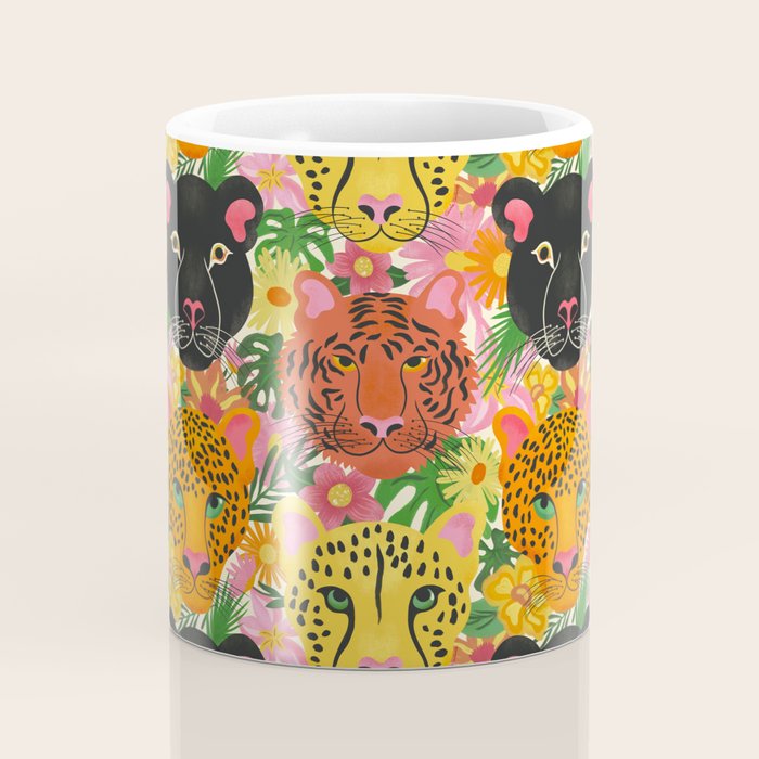 Maximalist Jungle Tiger Cheetah Leopard and Jaguar Coffee Mug Gallery Image 4