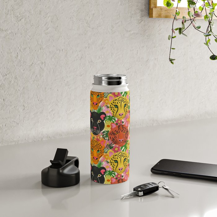 Maximalist Jungle Tiger Cheetah Leopard and Jaguar Water Bottle Gallery Image 4