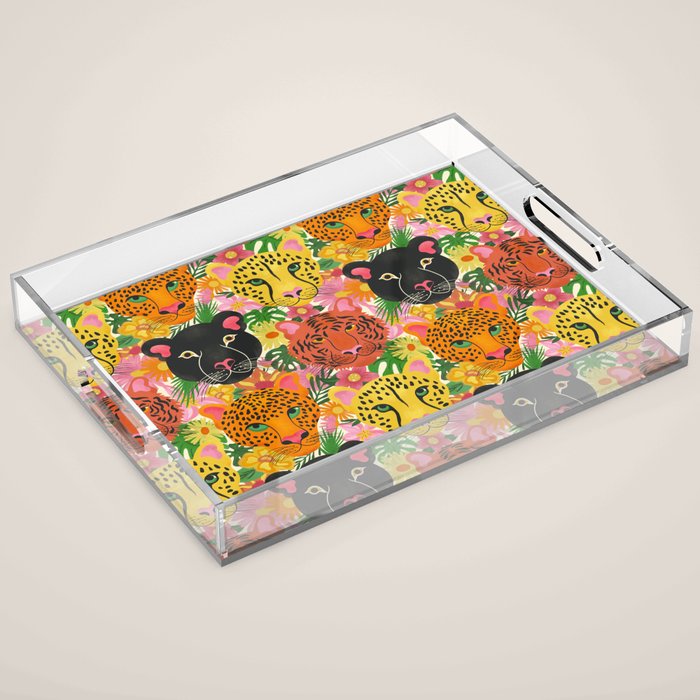 Maximalist Jungle Tiger Cheetah Leopard and Jaguar Acrylic Tray Gallery Image 1