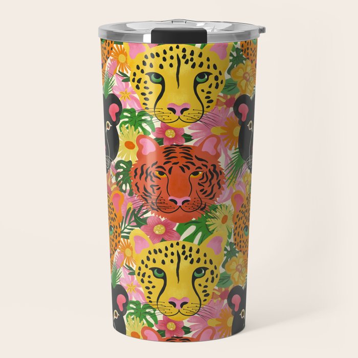 Maximalist Jungle Tiger Cheetah Leopard and Jaguar Travel Mug Gallery Image 1