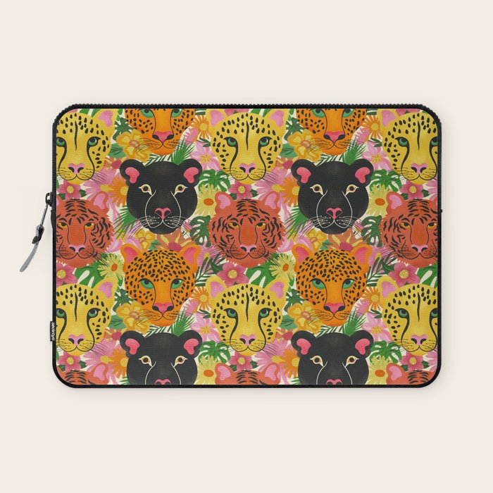 Maximalist Jungle Tiger Cheetah Leopard and Jaguar Laptop Sleeve Gallery Image 1