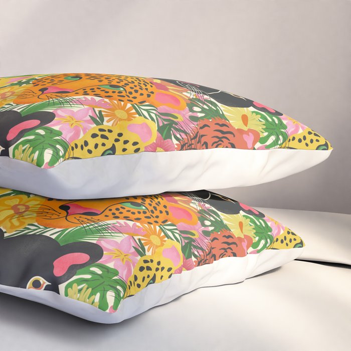 Maximalist Jungle Tiger Cheetah Leopard and Jaguar Pillow Sham Gallery Image 3