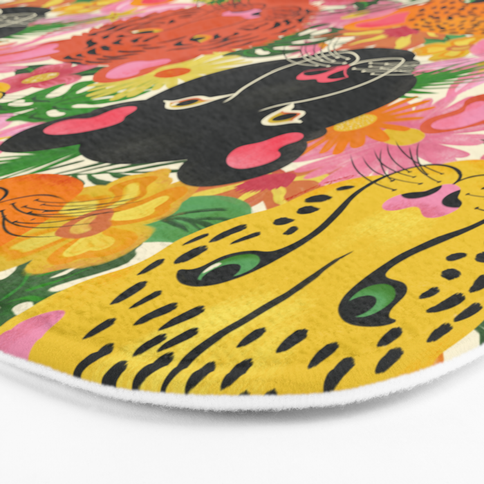 Maximalist Jungle Tiger Cheetah Leopard and Jaguar Bath Mat Gallery Image 3