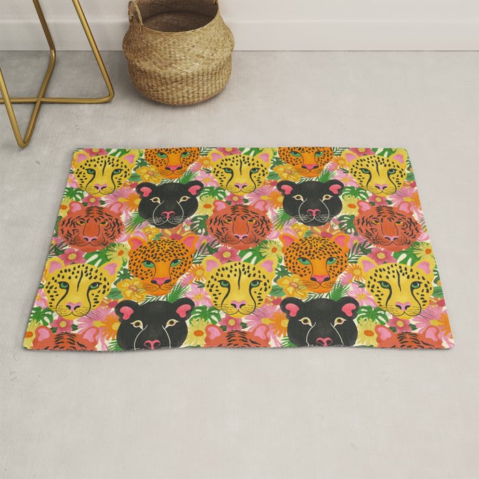 Maximalist Jungle Tiger Cheetah Leopard and Jaguar Rug Gallery Image 1