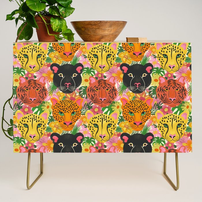 Maximalist Jungle Tiger Cheetah Leopard and Jaguar Credenza Gallery Image 1