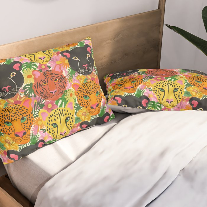 Maximalist Jungle Tiger Cheetah Leopard and Jaguar Pillow Sham Gallery Image 2