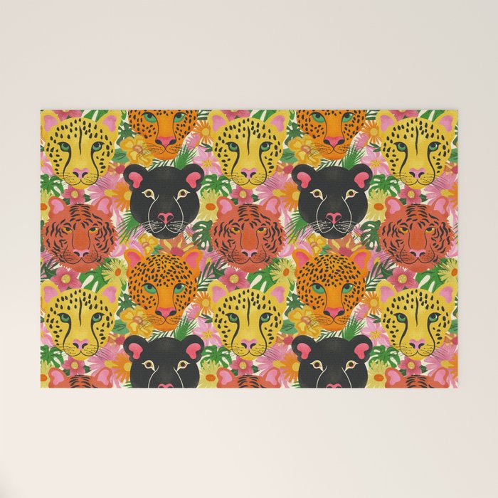 Maximalist Jungle Tiger Cheetah Leopard and Jaguar Welcome Mat Gallery Image 1