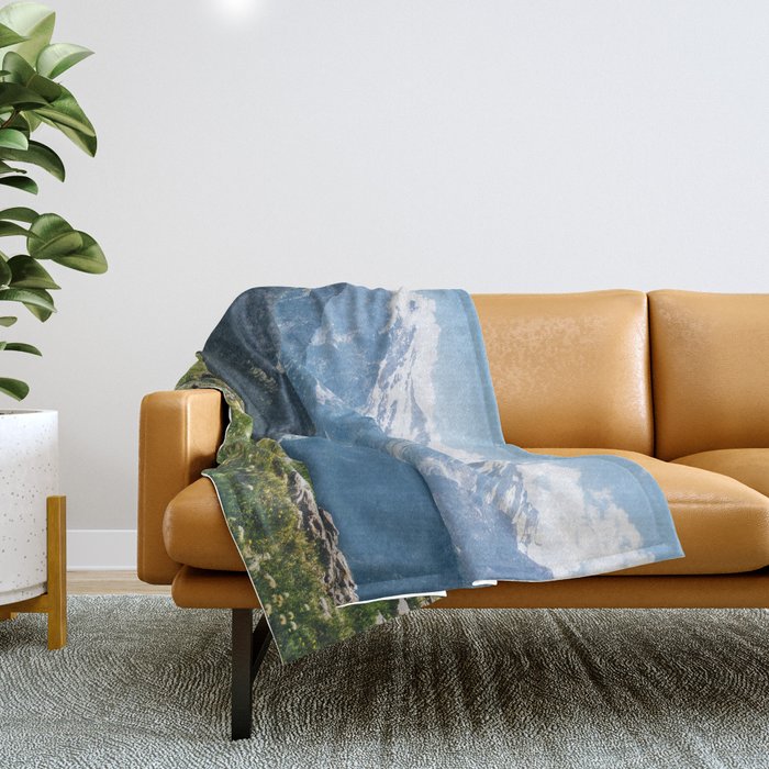 Swiss Alps Summer Landscape - Nature Photography - Jungfrau Mountain Peak Throw Blanket Gallery Image 1