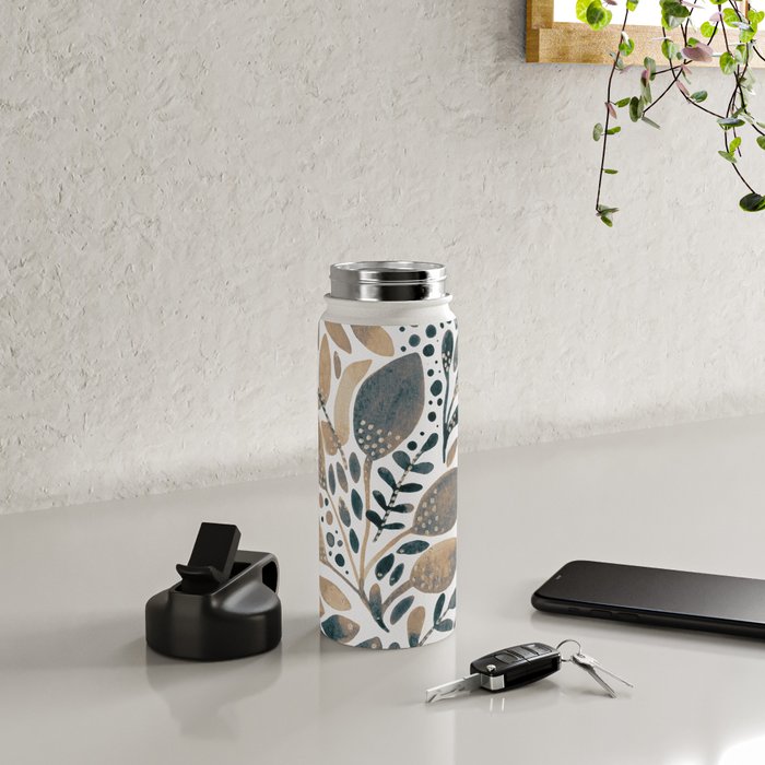 Watercolor branches and leaves - neutral Water Bottle Gallery Image 4