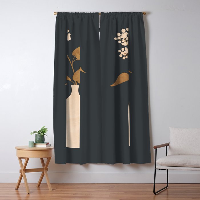 Minimal Abstract Art Vase Flower 4 Window Curtain Gallery Image 1
