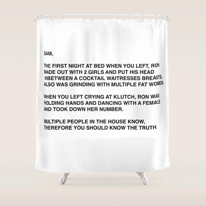 Anonymous Letter To Sammi Sweetheart Jersey Shore Shower Curtain Gallery Image 1
