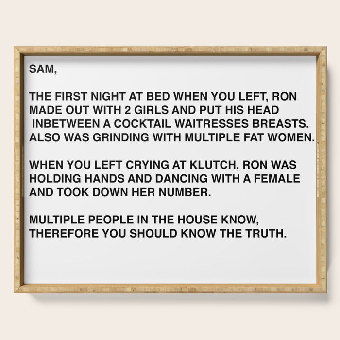 Anonymous Letter To Sammi Sweetheart Jersey Shore Serving Tray Gallery Image 1