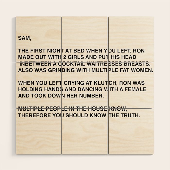 Anonymous Letter To Sammi Sweetheart Jersey Shore Wood Wall Art