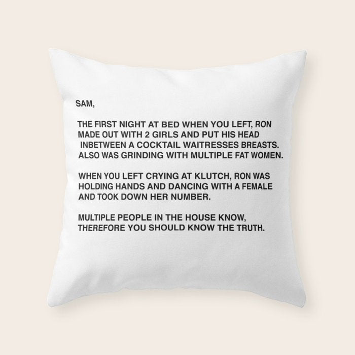 Anonymous Letter To Sammi Sweetheart Jersey Shore Throw Pillow Gallery Image 6