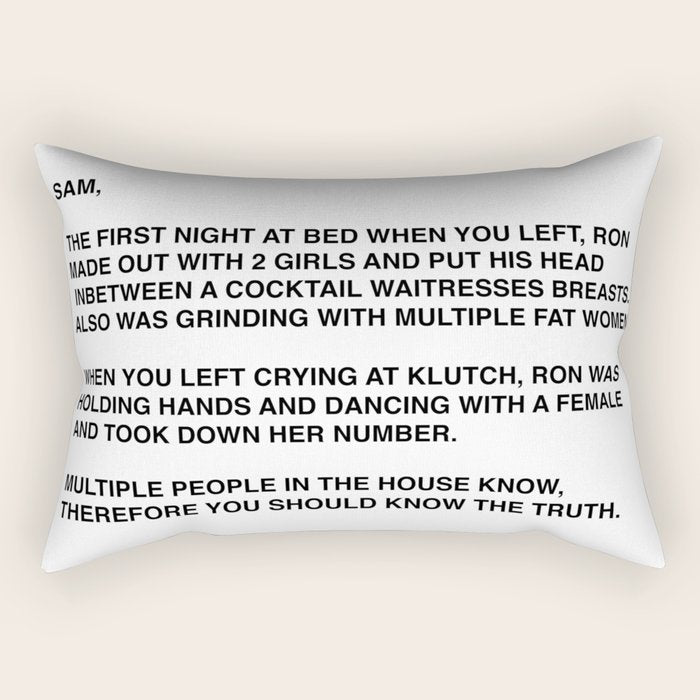 Anonymous Letter To Sammi Sweetheart Jersey Shore Rectangular Pillow Gallery Image 1