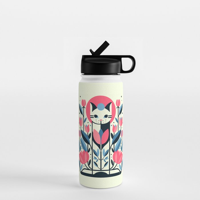 Cat amongst Tulips Water Bottle Gallery Image 1