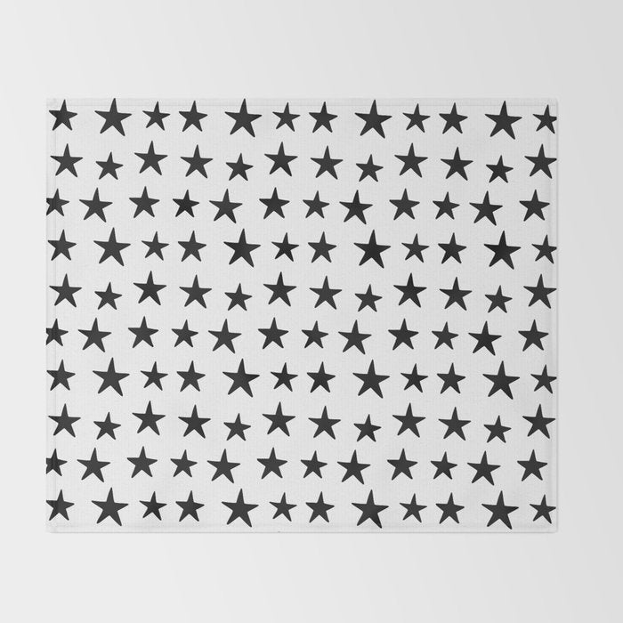 Star Pattern Black On White Throw Blanket Gallery Image 2