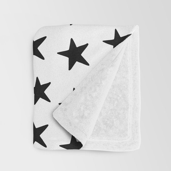 Star Pattern Black On White Throw Blanket Gallery Image 3