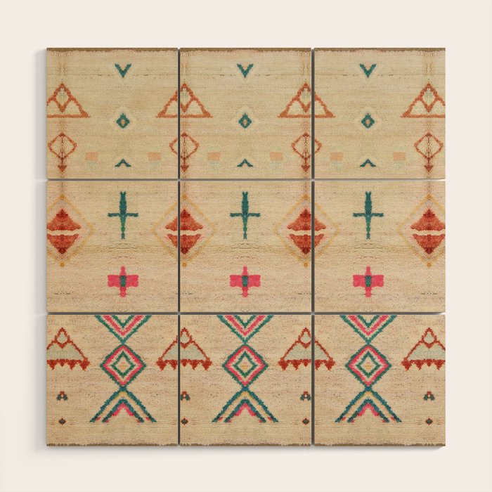 Vintage Moroccan Berber Carpet Wood Wall Art Gallery Image 1
