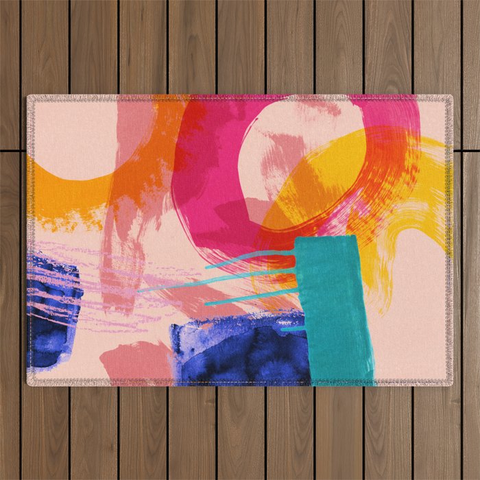 brush strokes abstract 5 Outdoor Rug Gallery Image 1