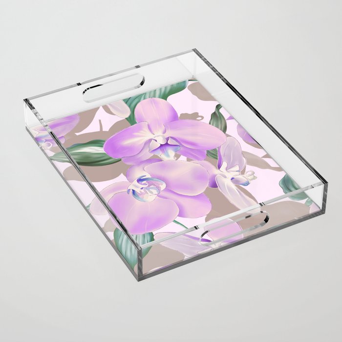 Lovely lilac exotic flowers L Acrylic Tray Gallery Image 1