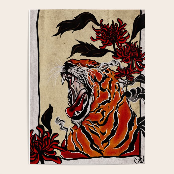 Tiger Ukiyo-e style Poster Gallery Image 1