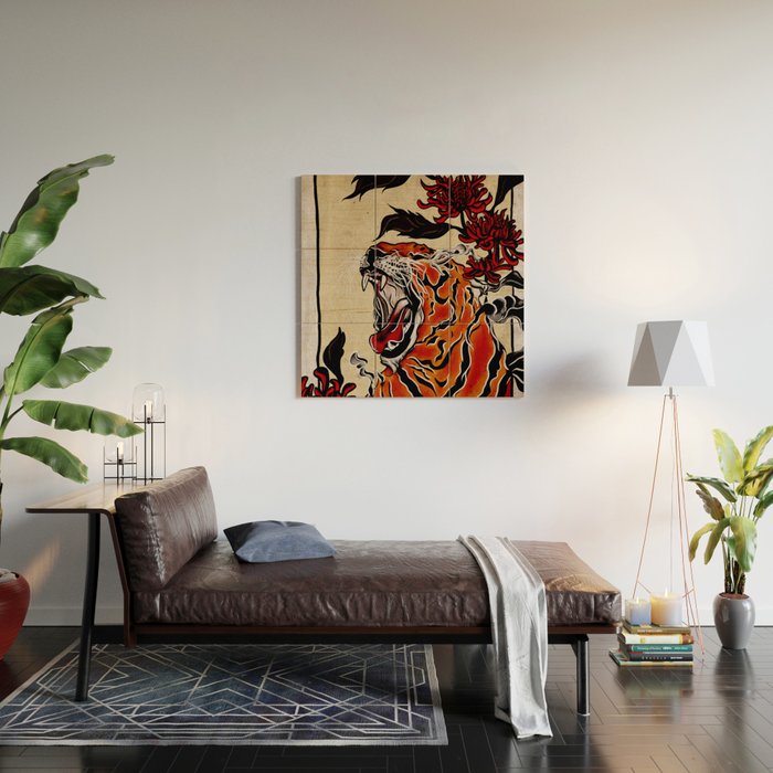 Tiger Ukiyo-e style Wood Wall Art Gallery Image 2