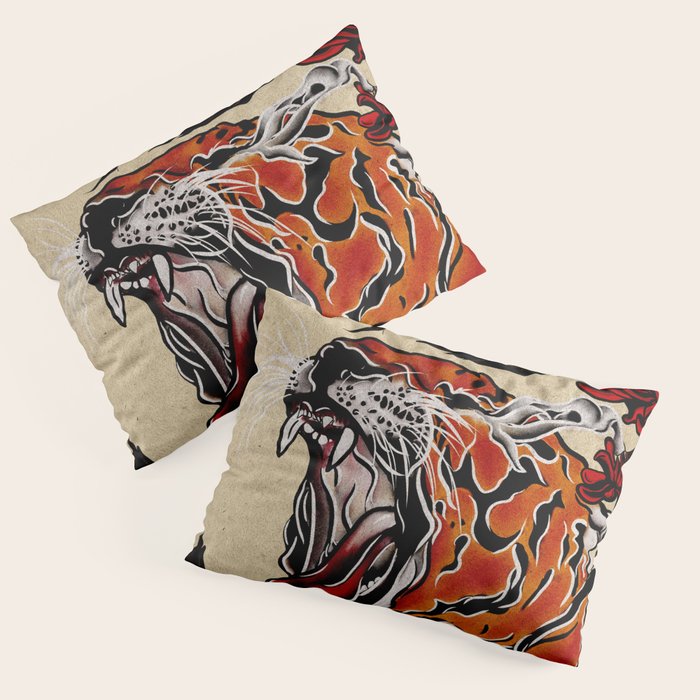 Tiger Ukiyo-e style Pillow Sham Gallery Image 1