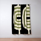 Abstract Geometric Rings 234 Black Olive Green and Beige Window Curtain Gallery Image 3
