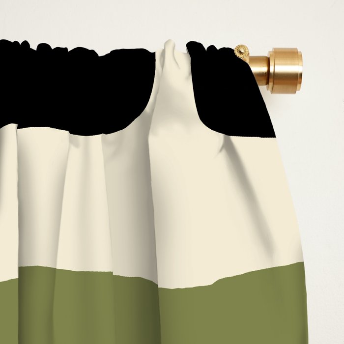 Abstract Geometric Rings 234 Black Olive Green and Beige Window Curtain Gallery Image 2