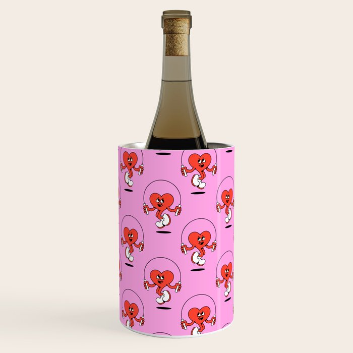 Retro love heart cartoon character pattern Wine Chiller Gallery Image 3