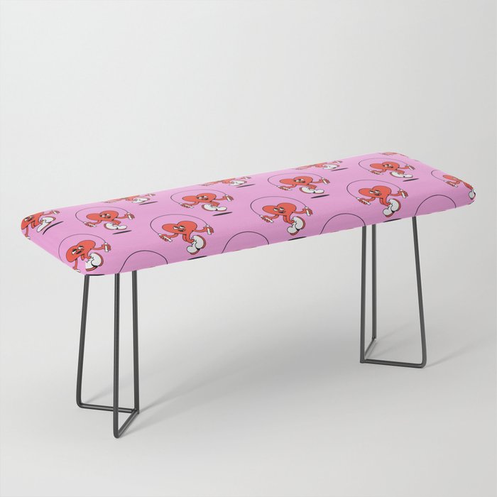 Retro love heart cartoon character pattern Bench Gallery Image 1